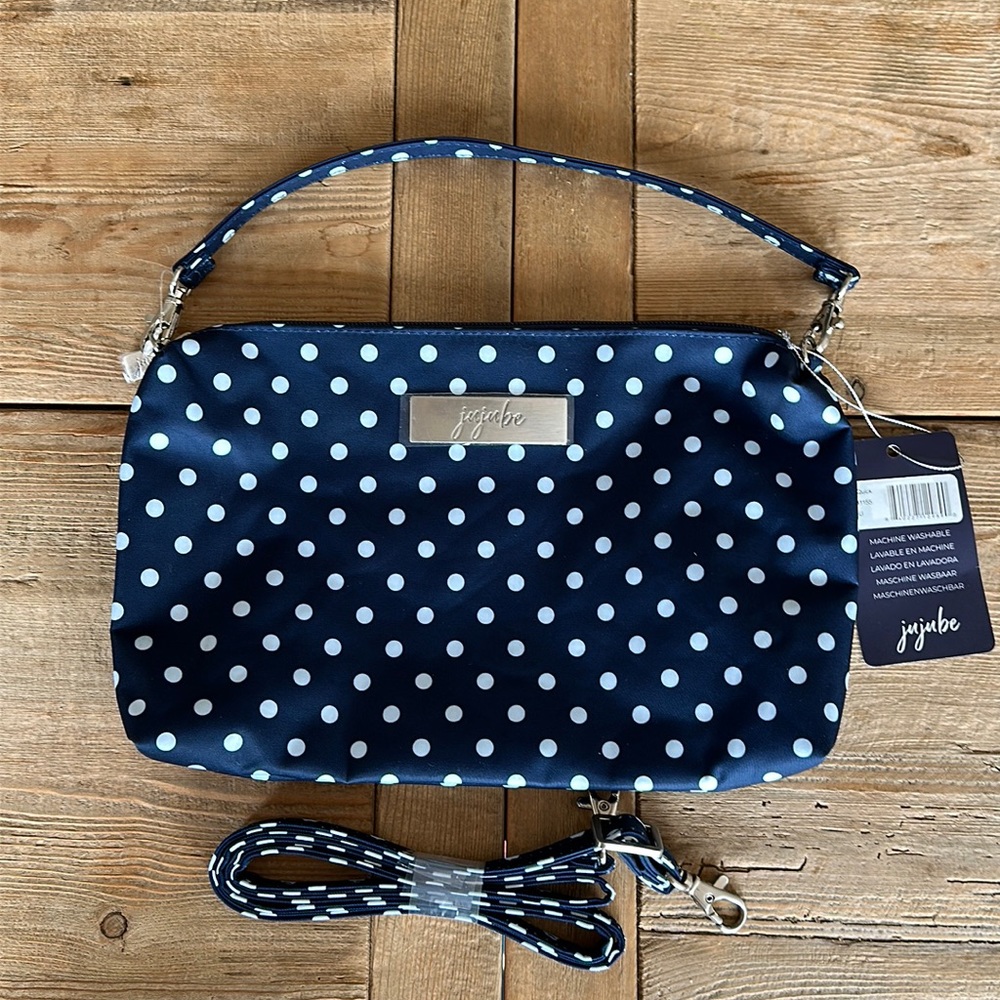 Ju-Ju-Be Navy Duchess Polka Dot Be Quick Crossbody Wristlet NWT